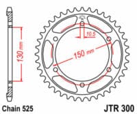 JT SPROCKETS Staal standaard achtertandwiel 300 - 525