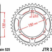 JT SPROCKETS Staal standaard achtertandwiel 300 - 525