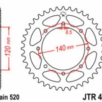 JT SPROCKETS Staal standaard achtertandwiel 487 - 520