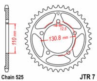 JT SPROCKETS Staal standaard achtertandwiel 7 - 525