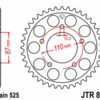 JT SPROCKETS Staal standaard achtertandwiel 807 - 525