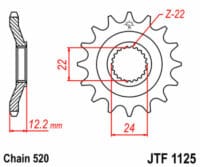 1077203002-2-800Wx800H JT SPROCKETS Staal standaard voortandwiel 1125 - 520