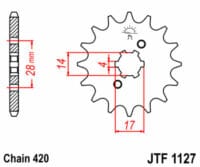 JT SPROCKETS Staal standaard voortandwiel 1127 - 420