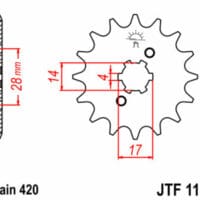 1077205002-2-800Wx800H JT SPROCKETS Staal standaard voortandwiel 1127 - 420