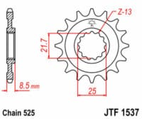 1077271002-1-800Wx800H JT SPROCKETS Staal standaard voortandwiel 1537 - 525
