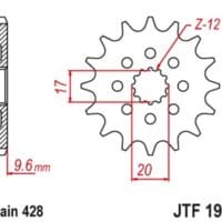 1077301001-1-800Wx800H JT SPROCKETS Staal standaard voortandwiel 1905 - 428