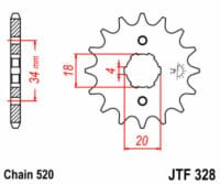 1077349002-1-800Wx800H JT SPROCKETS Staal standaard voortandwiel 328 - 520