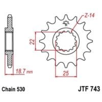 1077477001-1-800Wx800H JT SPROCKETS Staal standaard voortandwiel 743 - 530
