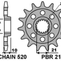 PBR Staal standaard voortandwiel 2160 - 520