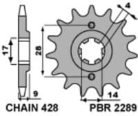 PBR Staal standaard voortandwiel 2289 - 428