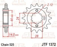 JT SPROCKETS Staal geluidsarm voortandwiel 1372 - 525