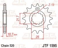 JT SPROCKETS Staal geluidsarm voortandwiel 1595 - 520