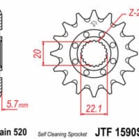 800Wx800H-1074277001-1 JT SPROCKETS Staal zelfreinigend voortandwiel 1590 - 520