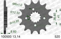 800Wx800H-1074349001-1 AFAM Staal standaard voortandwiel 100500 - 520