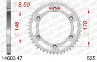 800Wx800H-1074525001-1 AFAM Staal standaard achtertandwiel 14603 - 525