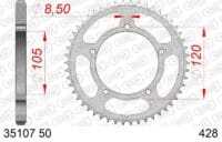 800Wx800H-1074616001-1 AFAM Staal standaard achtertandwiel 35107 - 428