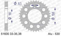 AFAM Aluminium achtertandwiel 51600 - 530