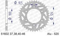 AFAM Aluminium achtertandwiel 51602 - 520