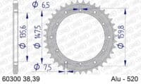 AFAM Aluminium achtertandwiel 60300 - 520