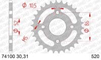 800Wx800H-1074739001-1 AFAM Staal standaard achtertandwiel 74100 - 520