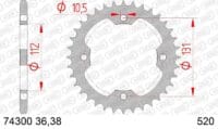 800Wx800H-1074742002-1 AFAM Staal standaard achtertandwiel 74300 - 520