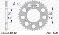 AFAM Aluminium achtertandwiel 78303 - 520
