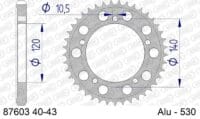 AFAM Aluminium achtertandwiel 87603 - 530