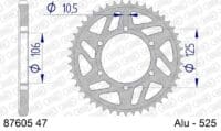 AFAM Aluminium achtertandwiel 87605 - 525