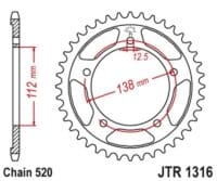 JT SPROCKETS Staal standaard achtertandwiel 1316 - 520