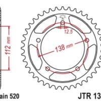 800Wx800H-1074902004-1 JT SPROCKETS Staal standaard achtertandwiel 1316 - 520