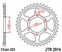 JT SPROCKETS Standaard staal achtertandwiel 2014 - 525