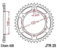 JT SPROCKETS Standaard staal achtertandwiel 25 - 428