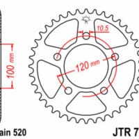 JT SPROCKETS Staal standaard achtertandwiel 703 - 520