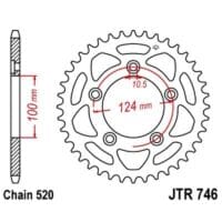 JT SPROCKETS Staal standaard achtertandwiel 746 - 520