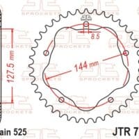 JT SPROCKETS Staal standaard achtertandwiel 752 - 525 - JT SPROCKETS kroonhouder vereist
