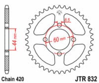 JT SPROCKETS Standaard achtertandwiel staal - 420
