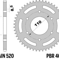 PBR Aluminium ultralicht hard geanodiseerd achtertandwiel 4675 - 520