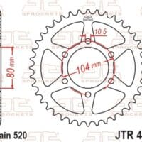 JT SPROCKETS Staal standaard achtertandwiel 478 - 520