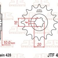 800Wx800H-1077197001-1 JT SPROCKETS Staal standaard voortandwiel 410 - 428
