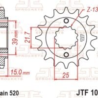 800Wx800H-1077200001-1 JT SPROCKETS Staal standaard voortandwiel 1042 - 520