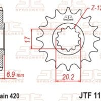 800Wx800H-1077202003-1 JT SPROCKETS Staal standaard voortandwiel 1120 - 420