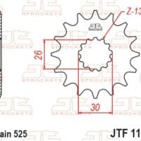 800Wx800H-1077211001-1 JT SPROCKETS Staal standaard voortandwiel 1183 - 525