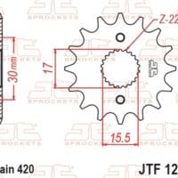 800Wx800H-1077213003-1 JT SPROCKETS Staal standaard voortandwiel 1256 - 420