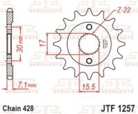 800Wx800H-1077214001-1 JT SPROCKETS Staal standaard voortandwiel 1257 - 428