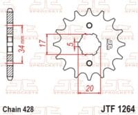800Wx800H-1077216001-1 JT SPROCKETS Staal standaard voortandwiel 1264 - 428