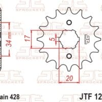 800Wx800H-1077216001-1 JT SPROCKETS Staal standaard voortandwiel 1264 - 428