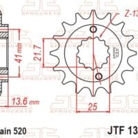 800Wx800H-1077223001-1 JT SPROCKETS Staal standaard voortandwiel 1307 - 520