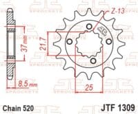 800Wx800H-1077224003-1 JT SPROCKETS Staal standaard voortandwiel 1309 - 520