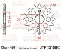JT SPROCKETS Staal zelfreinigend voortandwiel 1310 - 420