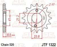 800Wx800H-1077227002-1 JT SPROCKETS Staal standaard voortandwiel 1322 - 520